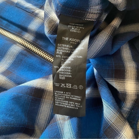The Kooples Plaid Zip Shirt Small Blue Checkered Short Sleeve Grunge Streetwear - Picture 12 of 13